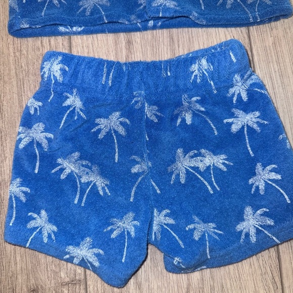 ANDY & EVAN Kids' French Terry Button-Up Shirt & Shorts Set | Palm trees - Picture 2 of 8